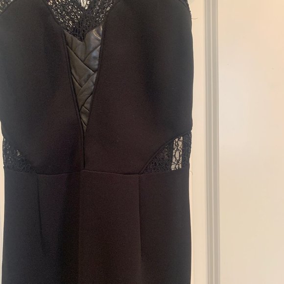 Kooples black cocktail dress with leather detail - Picture 8 of 10